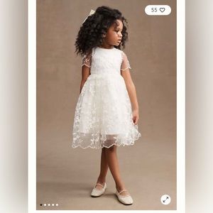 Princess Daliana Lindi Lace Piping Crew-Neck Flower Girl Dress Ivory
